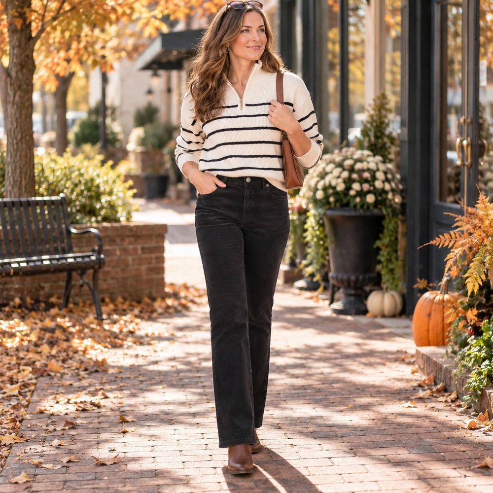 Talbots Heritage Corduroy Pants Straight Leg 5 Pocket Black Classic Women's 4